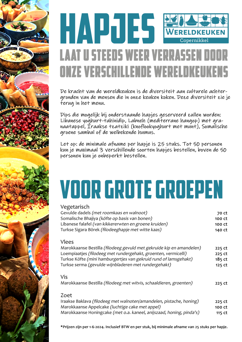 Hapjes opties & prijslijst 2024 | BoschveldWereldkeuken